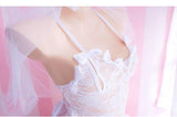 Bridal Bodysuit Lingerie For Women Kawaii Wedding Style Mesh White Dress