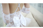Bridal Bodysuit Lingerie For Women Kawaii Wedding Style Mesh White Dress
