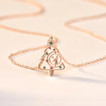 Veile Studios S925 Elk Christmas Tree Necklace Fashion Style Zircon Clavicle Chain Jewelry Necklaces & Pendants