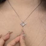 Veile Studios Moving Cupid Heart Angel Wings Tassel Necklace Crystal Clavicle Chain Women Jewelry Gift Necklaces & Pendants