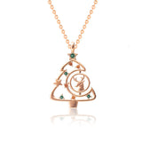 Veile Studios S925 Elk Christmas Tree Necklace Fashion Style Zircon Clavicle Chain Jewelry Necklaces & Pendants