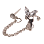 Veile Studios Characteristic Rhinestone Embellished Angle's Wing Shape Ear Cuff For Women Silver Earrings