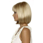 Women Synthetic Short Straight Bob Hairstyle Blonde Highlights Wig