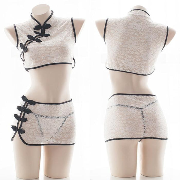 Cheongsam See Through Lingerie Set For Women Bras & Bra Sets