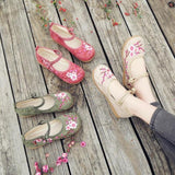 Cherry Blossom Embroidered Women Shoes Flats