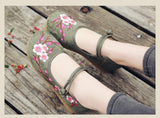 Cherry Blossom Embroidered Women Shoes Flats