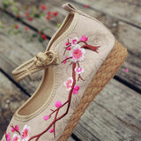 Cherry Blossom Embroidered Women Shoes Flats