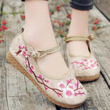 Cherry Blossom Embroidered Women Shoes Flats