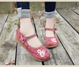 Cherry Blossom Embroidered Women Shoes Flats
