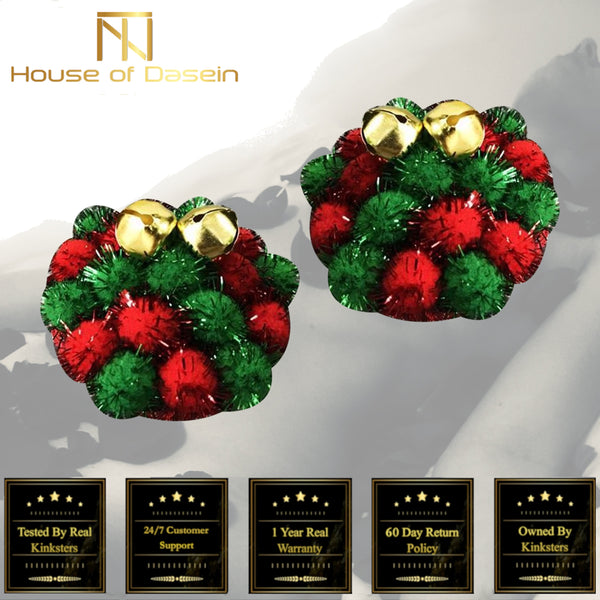Christmas Nipple Covers Breast Adhesive Stickers Poms Bells  Fetish Nipple & Clitoral Toys