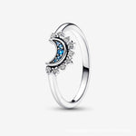 Veile Studios Sterling Silver Rising Sun Ring Shining Blue Moon Combination Two In One Rings
