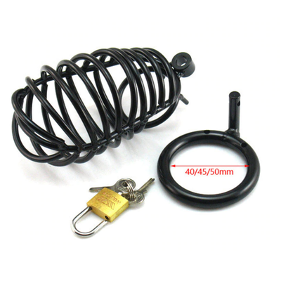 40 / 45 50Mm Lockable Black  Ring Stainless Steel Chastity Device Cage Chastity Toys