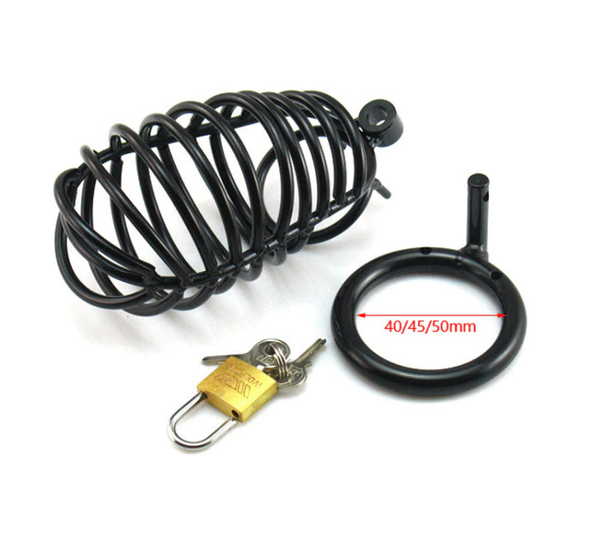 40 / 45 50Mm Lockable Black  Ring Stainless Steel Chastity Device Cage Chastity Toys