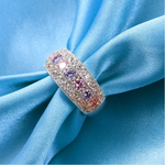 Veile Studios Coloured Zircon Half Circle Women's Engagement Wedding Cubic Zirconia Pave Rings