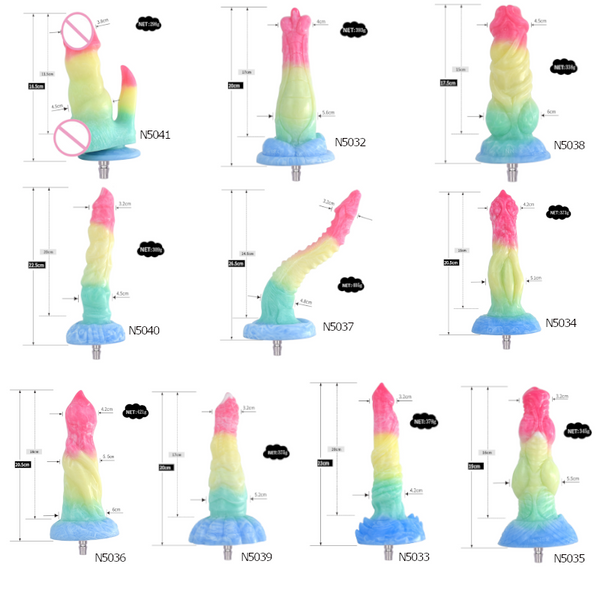 Colourful Rainbow Big Dildo Vac U Lock Attachments For Automatic Sex Machine Sex Machine Attachments