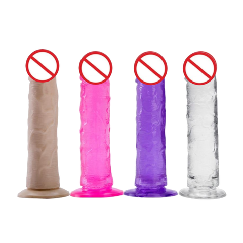 Colourful Realistic Jelly Dildo Deep Throat Training Suction Cup Base
