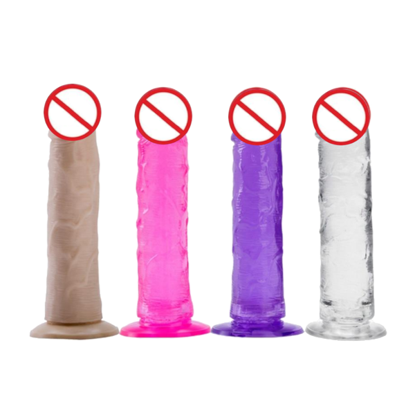 Colourful Realistic Jelly Dildo Deep Throat Training Suction Cup Base Realistic Dildos