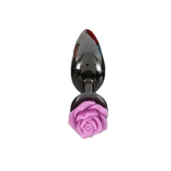 Colourful Rose Black Metal Anal Small Butt Plug Non Vibrating Butt Plugs