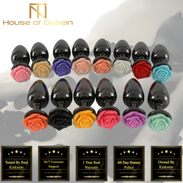 Colourful Rose Black Metal Anal Small Butt Plug Non Vibrating Butt Plugs