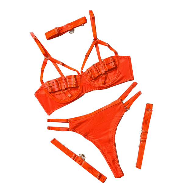 Colourful  Open Bra  Fetish Lingerie Set Black Hunter Green Neon Bras & Bra Sets