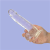 Crystal Dildo W Balls 8In Clear Realistic Dildos