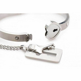 Cuffed Locking Bracelet And Key Pendant Necklace Lockable Heart Bdsm Jewellery
