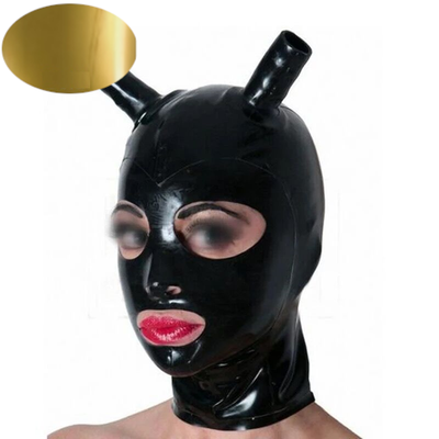 Custom  Latex Fetish Hood Wig Tube Pigtails  Play Hoods
