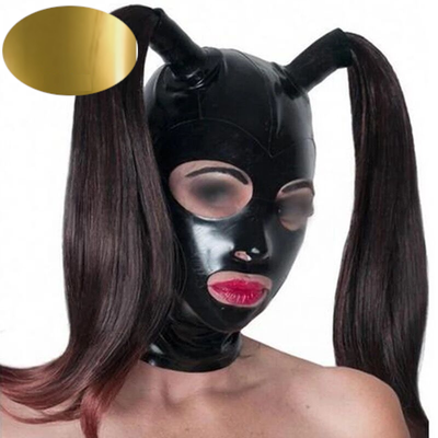 Custom  Latex Fetish Hood Wig Tube Pigtails  Play Hoods