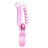 Pink Purple Double Penetration Jelly Vibrator Vibrating Anal Beads