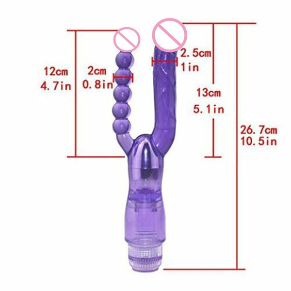 Pink Purple Double Penetration Jelly  Vibrating Anal Beads Anal Balls & Beads