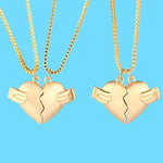 Veile Studios Creative Magnet Love Necklace 2Pcs Heartbroken Shape Men And Women Necklaces & Pendants