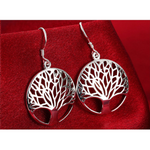 Veile Studios Thanksgiving Gift Sterling Silver Plated Tree Of Life Drop Dangle Earrings