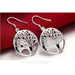 Veile Studios Thanksgiving Gift Sterling Silver Plated Tree Of Life Drop Dangle Earrings