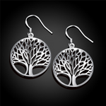 Veile Studios Thanksgiving Gift Sterling Silver Plated Tree Of Life Drop Dangle Earrings