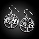 Veile Studios Thanksgiving Gift Sterling Silver Plated Tree Of Life Drop Dangle Earrings