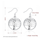Veile Studios Thanksgiving Gift Sterling Silver Plated Tree Of Life Drop Dangle Earrings