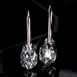 Veile Studios Water Drop Sterling Silver 925 With Austrian Crystal Clear Teardrop Pierced Earrings