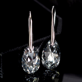 Veile Studios Water Drop Sterling Silver 925 With Austrian Crystal Clear Teardrop Pierced Earrings