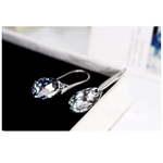 Veile Studios Water Drop Sterling Silver 925 With Austrian Crystal Clear Teardrop Pierced Earrings