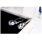 Veile Studios Water Drop Sterling Silver 925 With Austrian Crystal Clear Teardrop Pierced Earrings