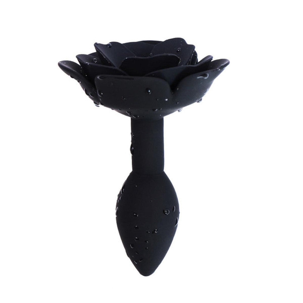 Elegant Rose Silicone Anal Plug Smooth Tapered Design For Comfortable Play(Black) Non Vibrating Butt Plugs