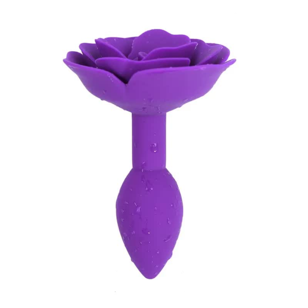 Elegant Rose Silicone Anal Plug Smooth Tapered Design For Comfortable Play(Purple) Non Vibrating Butt Plugs