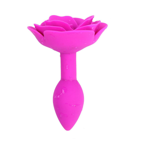 Elegant Rose Silicone Anal Plug Smooth Tapered Design For Comfortable Play(Rose Red) Non Vibrating Butt Plugs