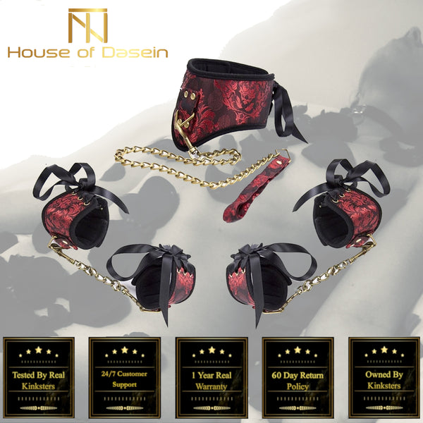 Elegant  Kit Red Collar Leash Cuffs  Restraints Restraint Kits & Sets