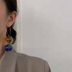 Veile Studios Exaggerated Blue Yellow Glass Bead Dangling Pendant For Women Earrings