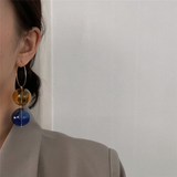 Veile Studios Exaggerated Blue Yellow Glass Bead Dangling Pendant For Women Earrings