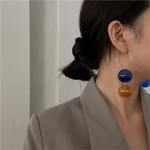 Veile Studios Exaggerated Blue Yellow Glass Bead Dangling Pendant For Women Earrings