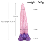 Pink Purple Long Dragon Tongue Silicone Textured Dildo