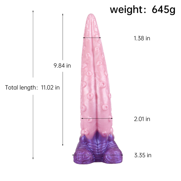 Pink Purple Long Dragon Tongue Silicone Textured Dildo 28 Centimeter 8.5 645 Gram Fantasy Dildos
