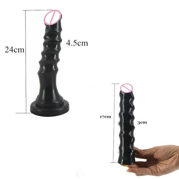 Faak Double Twist Dildo Dong Rubber Sex Toy 17Cm Thick Butt Plug Black Realistic Dildos